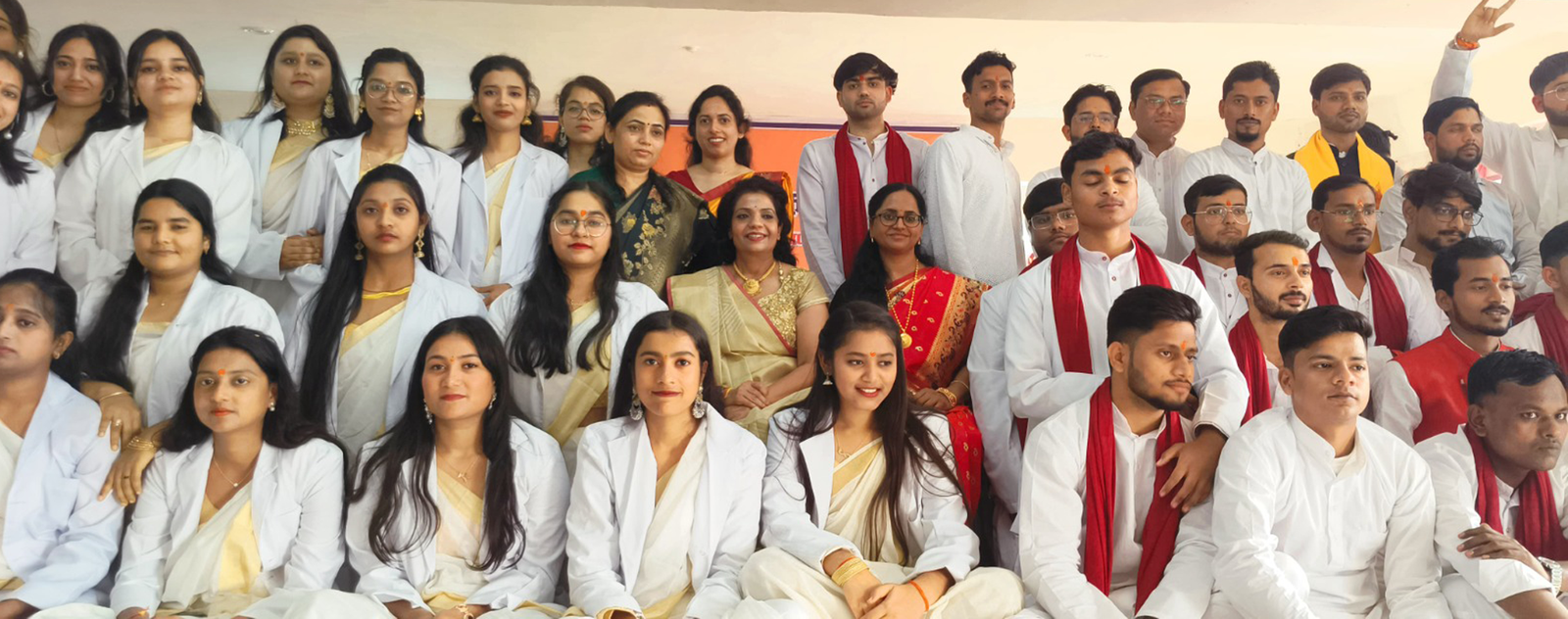 Group photo of students and faculty at Ayurvedic PG College in UP.