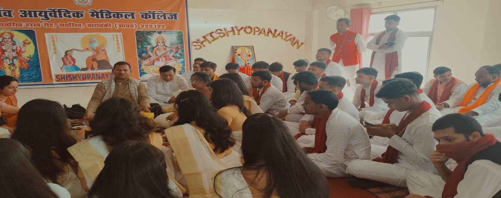 Students participating in Shishyopanayan ceremony at an Ayurvedic college in UP.