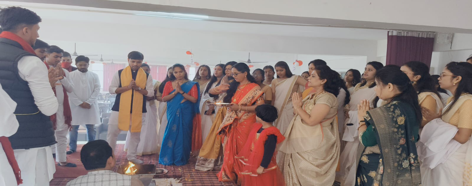 Students performing traditional rituals during Shishyopanayan at Ayurvedic college in UP.