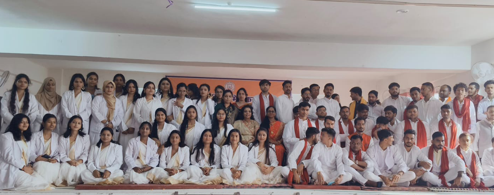 Group photo of students and faculty at Ayurvedic PG College in UP.