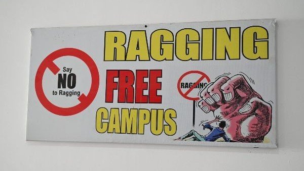 Ragging-free campus signboard at an Ayurvedic college in UP.