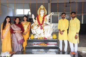 celebrating anniversary with teachers and student in arnav medical college in up